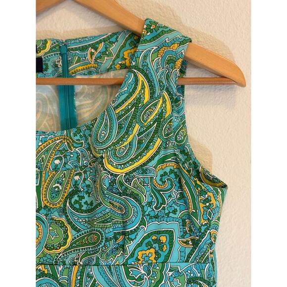 JONES NEW YORK Sheath Dress | Paisley Floral Green Office Vacation Petite 6P - Picture 5 of 5